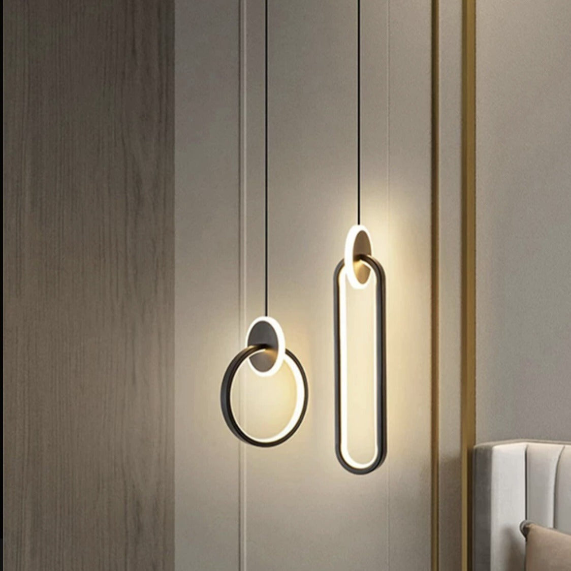 ثريا LED دائرية بيضاوية الشكل مصنوعة من الألومنيوم والسيليكون والأكريليك بتصميم عصري بسيط لغرفة النوم وغرفة المعيشة
