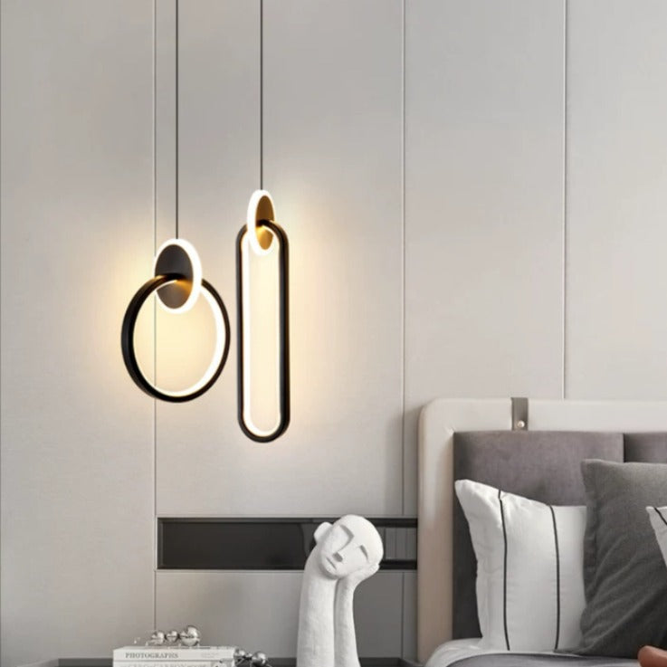 ثريا LED دائرية بيضاوية الشكل مصنوعة من الألومنيوم والسيليكون والأكريليك بتصميم عصري بسيط لغرفة النوم وغرفة المعيشة