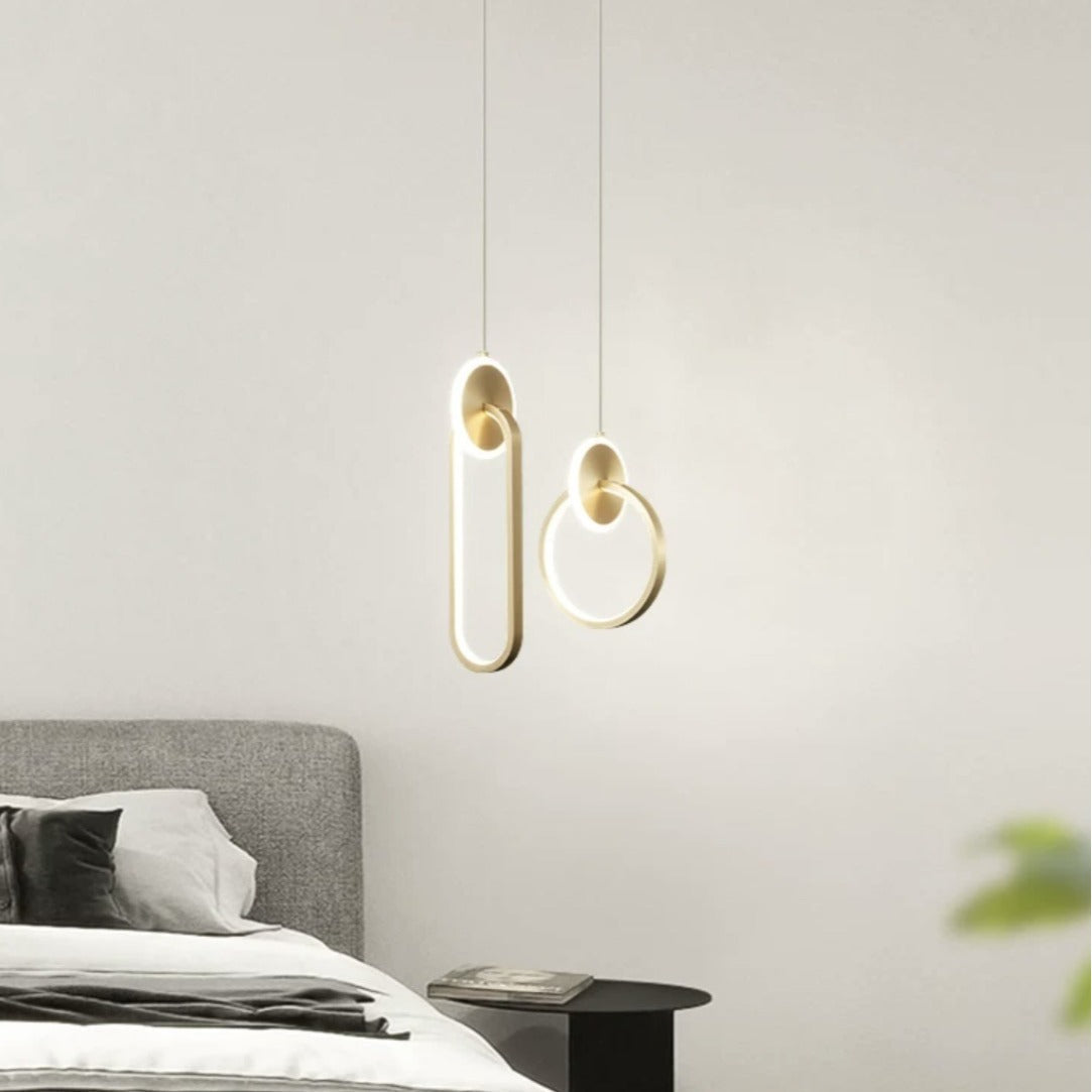 ثريا LED دائرية بيضاوية الشكل مصنوعة من الألومنيوم والسيليكون والأكريليك بتصميم عصري بسيط لغرفة النوم وغرفة المعيشة
