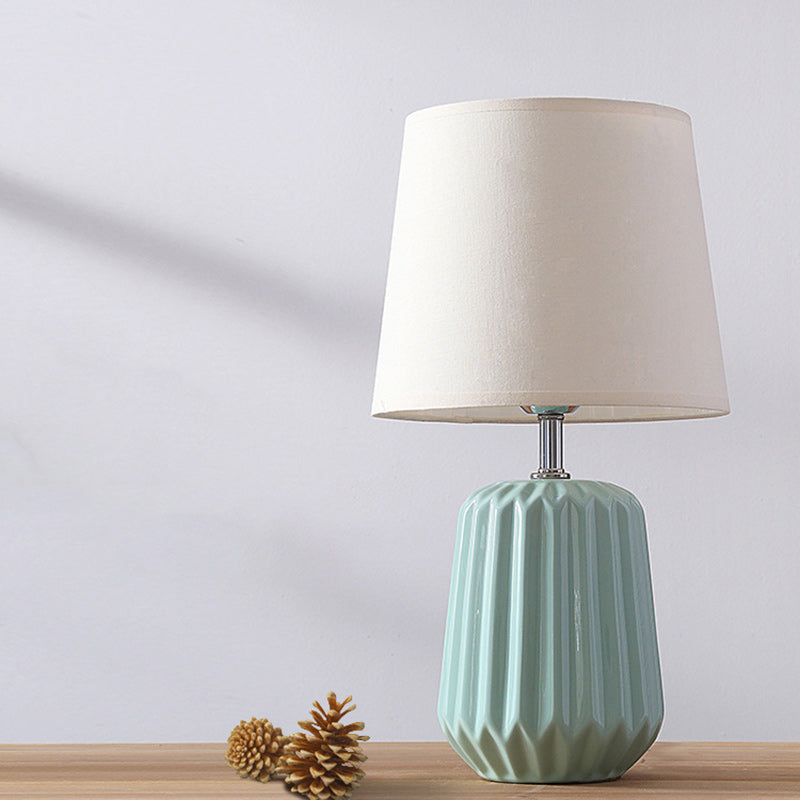 Contemporary Nordic Ceramic And Fabric 1-Light Table Lamp With Soft, Even Light For Bedroom & Living Room