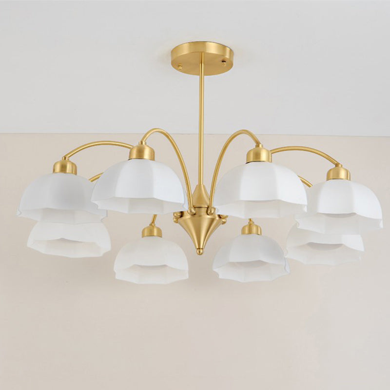 Contemporary Nordic Iron Glass Floral Shade 6/8/10-Light Chandelier For Bedroom And Living Room