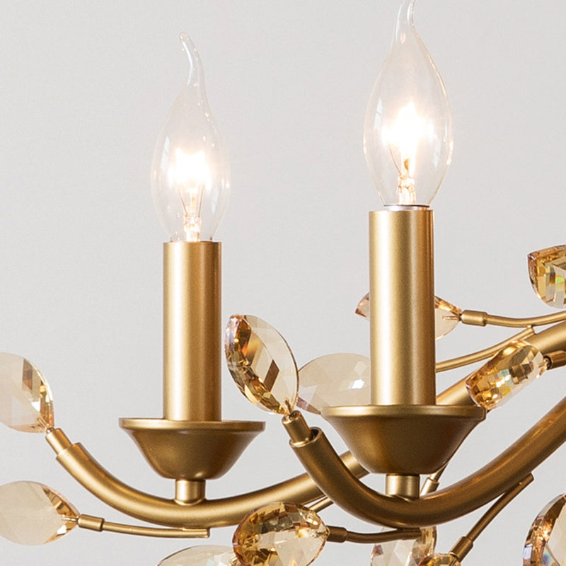 Traditional French Iron & Crystal Branch-Shape 6/9/12-Light Chandelier For Living Room & Bedroom