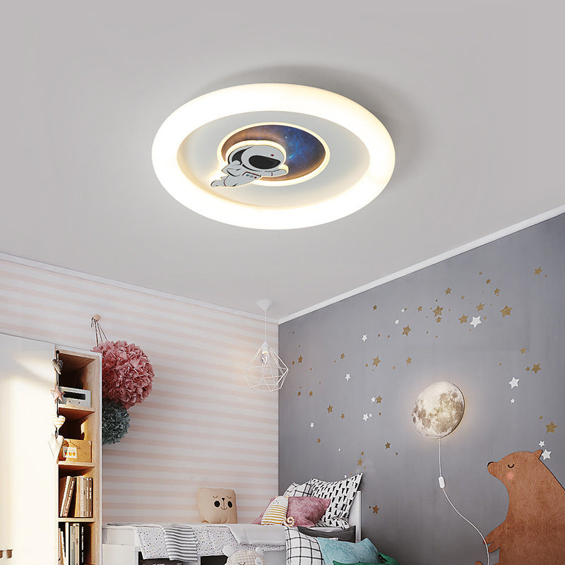 Contemporary Creative Iron & Acrylic Round LED Flush Mount Ceiling Light For Kids Bedroom & Living Room