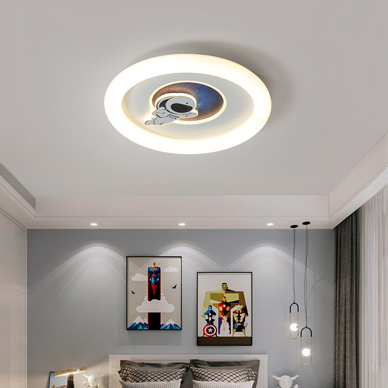 Contemporary Creative Iron & Acrylic Round LED Flush Mount Ceiling Light For Kids Bedroom & Living Room