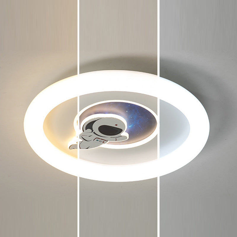 Contemporary Creative Iron & Acrylic Round LED Flush Mount Ceiling Light For Kids Bedroom & Living Room
