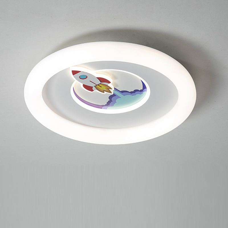 Contemporary Creative Iron & Acrylic Round LED Flush Mount Ceiling Light For Kids Bedroom & Living Room