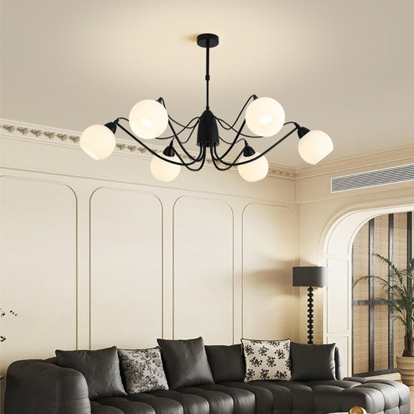 Traditional French Iron And Glass Round 5/6/8-Light Chandelier For Bedroom And Living Room