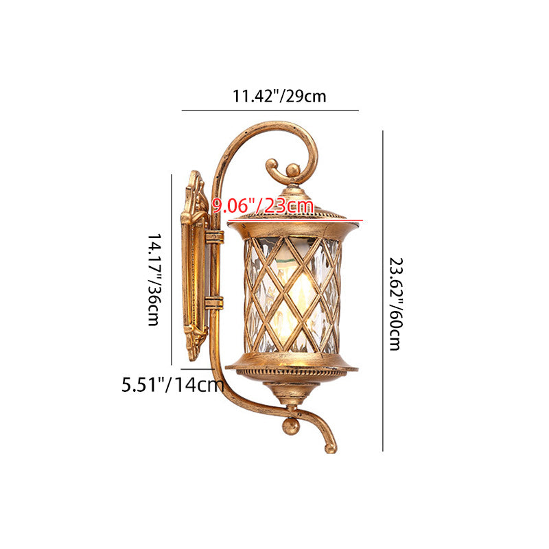 Traditional Vintage Aluminum Cylindrical Solar LED Waterproof Wall Sconce Lamp For Outdoor Garden And Patio