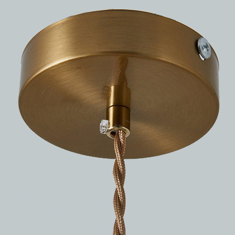 Traditional Japanese Globe & Cylinder & Semi-circle Jade Stone Metal 1-Light Pendant Light For Bedroom & Living Room