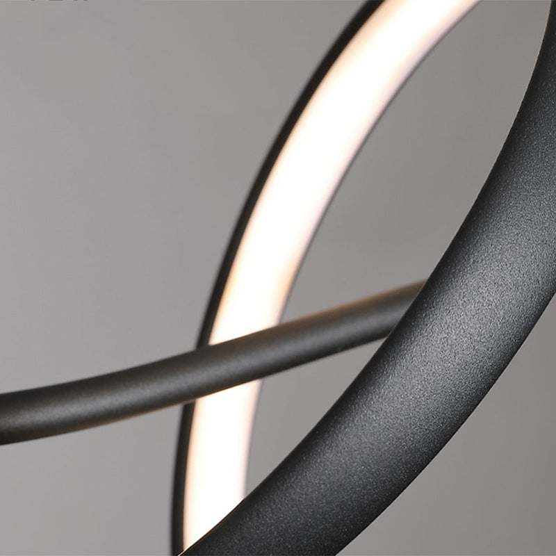 Modern Minimalist Aluminum, Iron & Acrylic Curved Linear LED Island Light Chandelier For Dining Room, Bedroom & Living Room