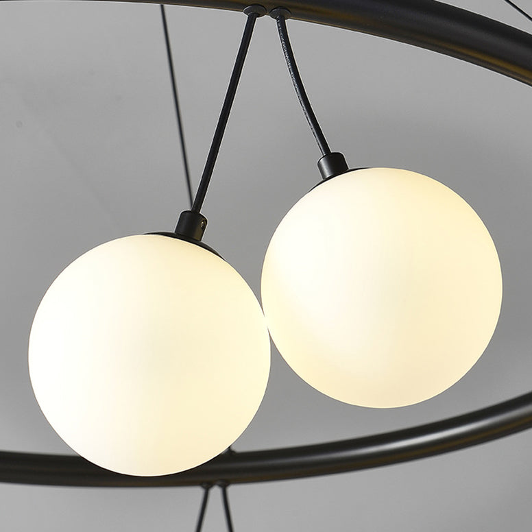 Contemporary Nordic Iron Glass Ring Linear Globe 8/10/14-Light Chandelier For Dining Room Bedroom Living Room