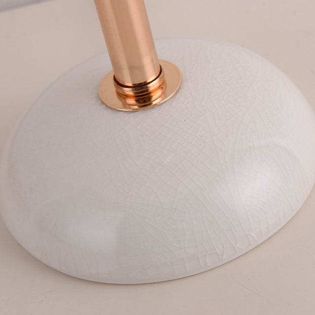 Contemporary Nordic Feather, Iron & Ceramic Round 1-Light Table Lamp For Bedroom And Living Room