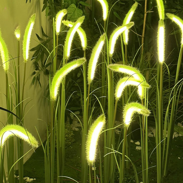 Modern Art Deco Plastic & Stainless Steel Foxtail Reed Solar LED Outdoor Light For Garden, Patio & Lawn