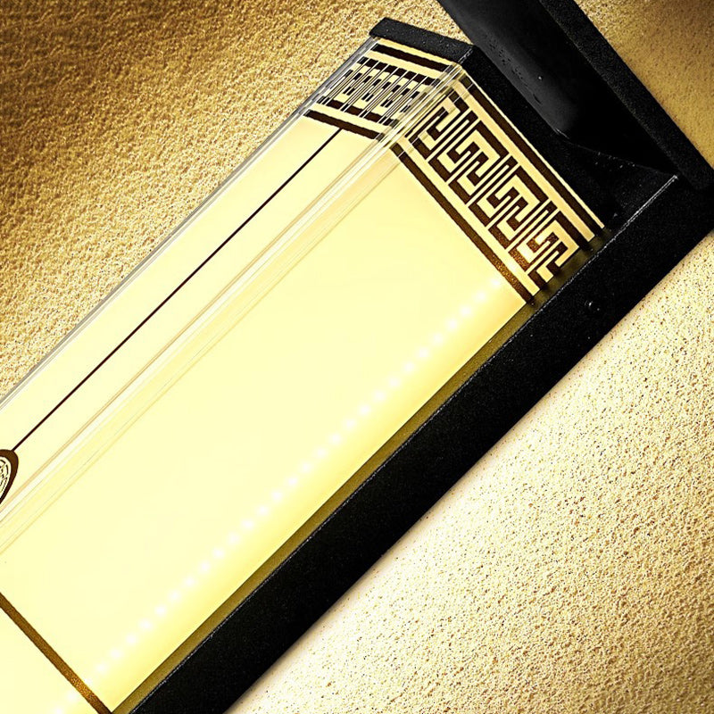 Modern Minimalist Stainless Steel & Glass Rectangular Solar & Waterproof LED Wall Sconce Lamp For Outdoor Garden & Patio