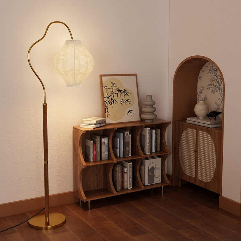 Traditional French Metal & Fabric Oval 1-Light Standing Floor Lamp For Living Room & Bedroom