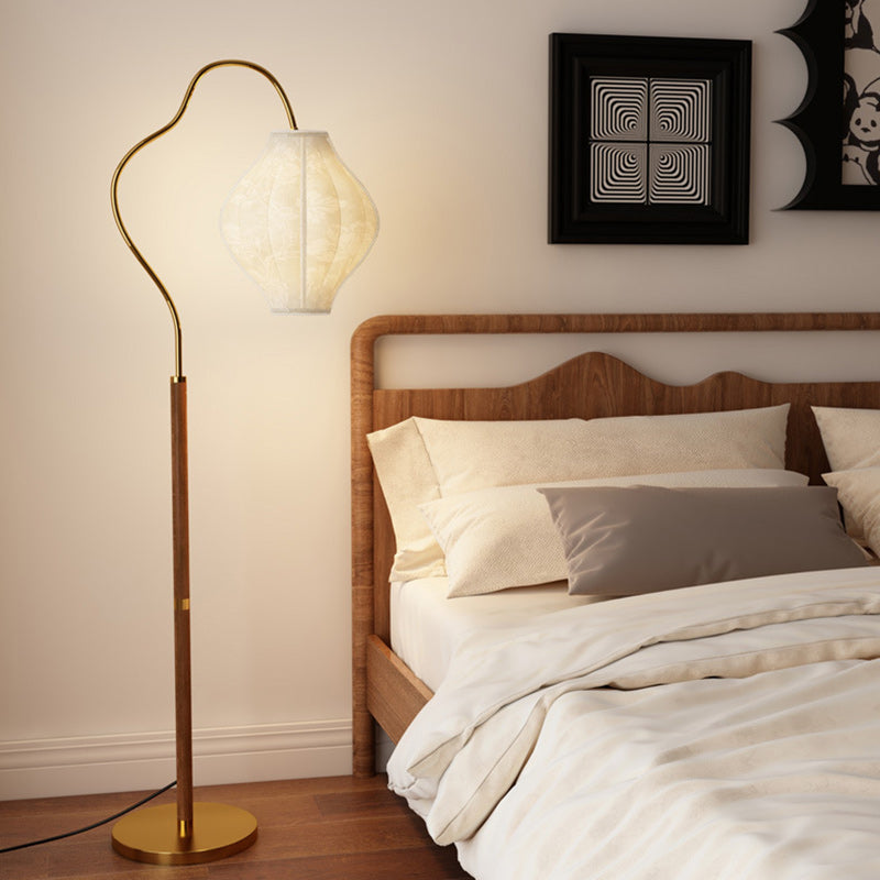 Traditional French Metal & Fabric Oval 1-Light Standing Floor Lamp For Living Room & Bedroom