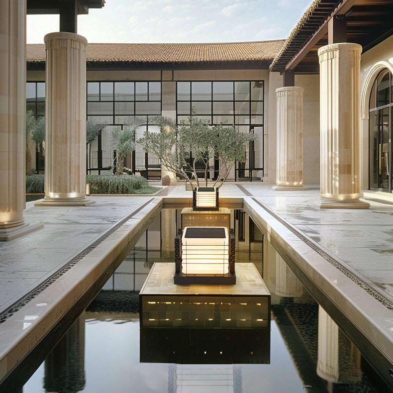 Modern Minimalist Metal, Rotomolded & Acrylic Square LED Outdoor Light With Solar & Waterproof Design For Garden & Patio