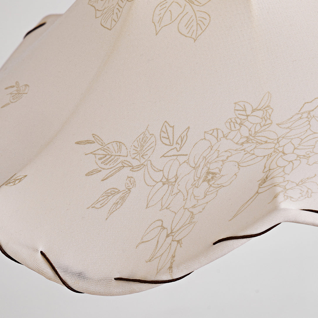 Traditional French Fabric & Wood Floral 1-Light Pendant Light For Dining Room, Bedroom & Living Room