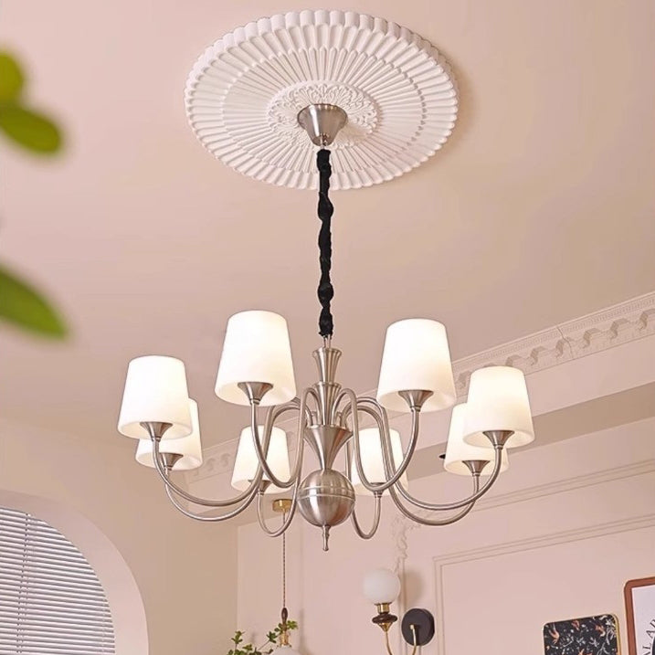 Traditional French Alloy & Glass Curved Round 5/6/8-Light Chandelier For Bedroom And Living Room