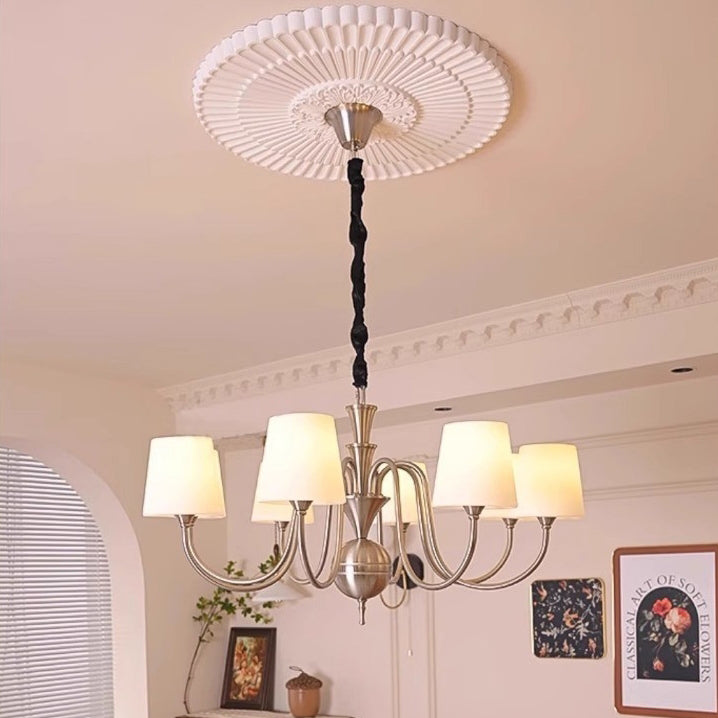 Traditional French Alloy & Glass Curved Round 5/6/8-Light Chandelier For Bedroom And Living Room