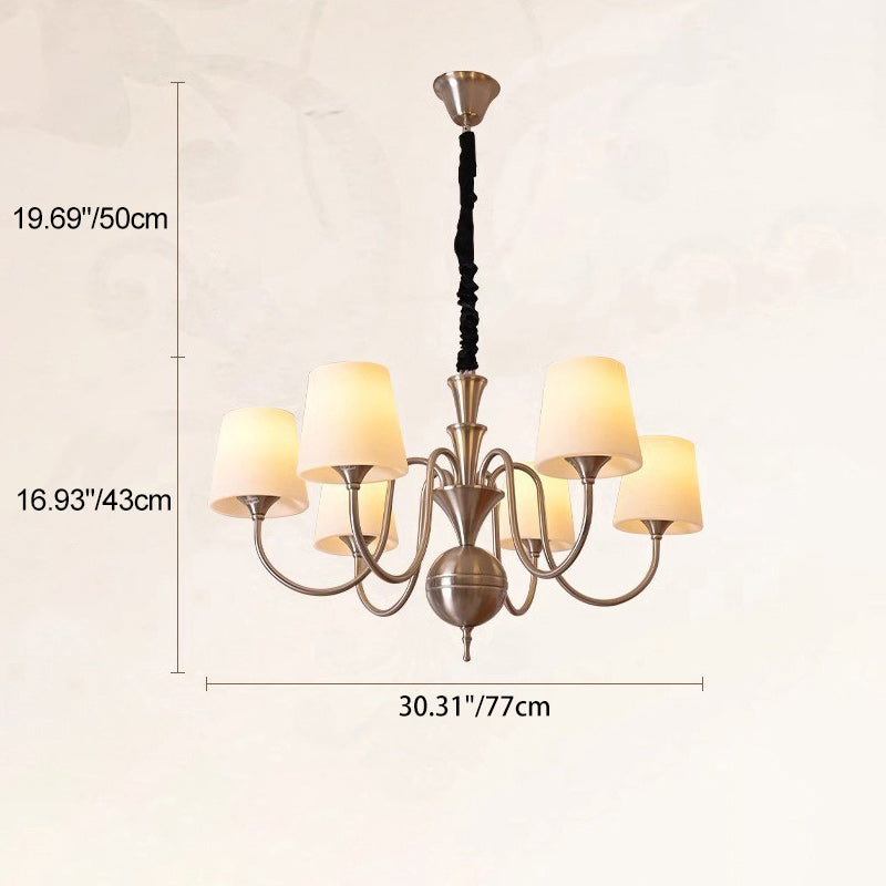 Traditional French Alloy & Glass Curved Round 5/6/8-Light Chandelier For Bedroom And Living Room