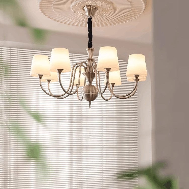 Traditional French Alloy & Glass Curved Round 5/6/8-Light Chandelier For Bedroom And Living Room