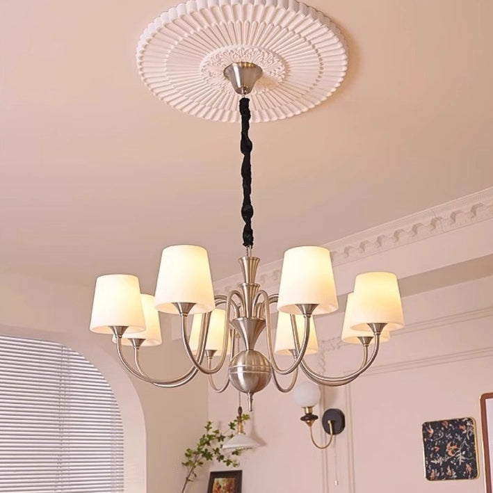 Traditional French Alloy & Glass Curved Round 5/6/8-Light Chandelier For Bedroom And Living Room