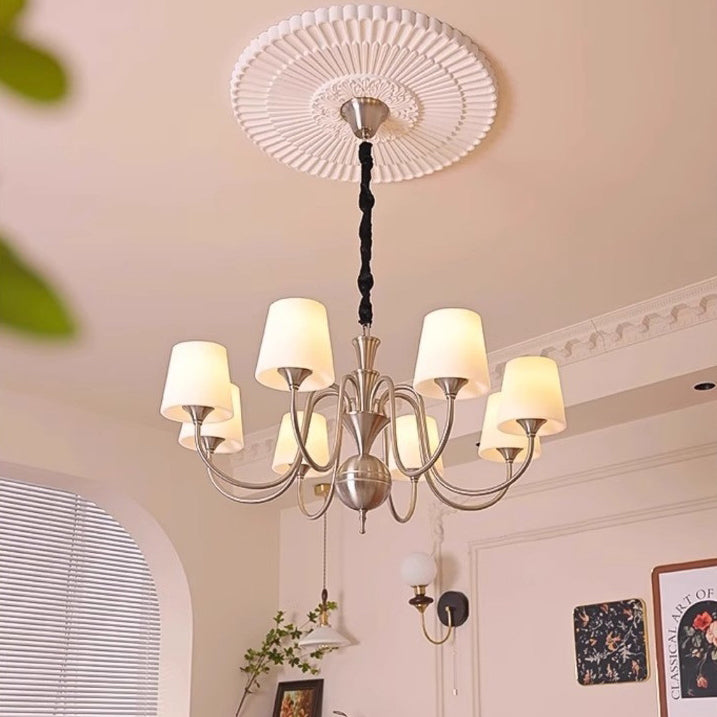 Traditional French Alloy & Glass Curved Round 5/6/8-Light Chandelier For Bedroom And Living Room