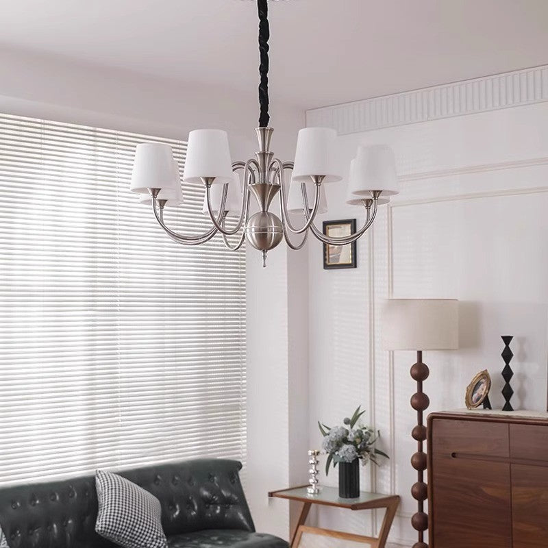 Traditional French Alloy & Glass Curved Round 5/6/8-Light Chandelier For Bedroom And Living Room