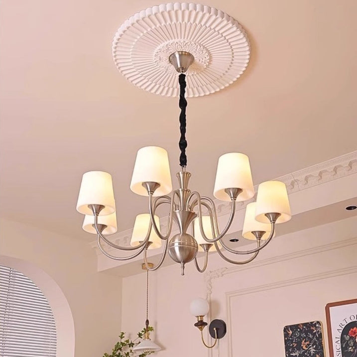 Traditional French Alloy & Glass Curved Round 5/6/8-Light Chandelier For Bedroom And Living Room