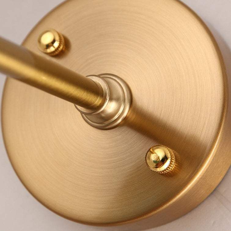 Traditional Japanese Brass & Glass Trapezoid 1-Light Wall Sconce Lamp For Bedroom And Living Room