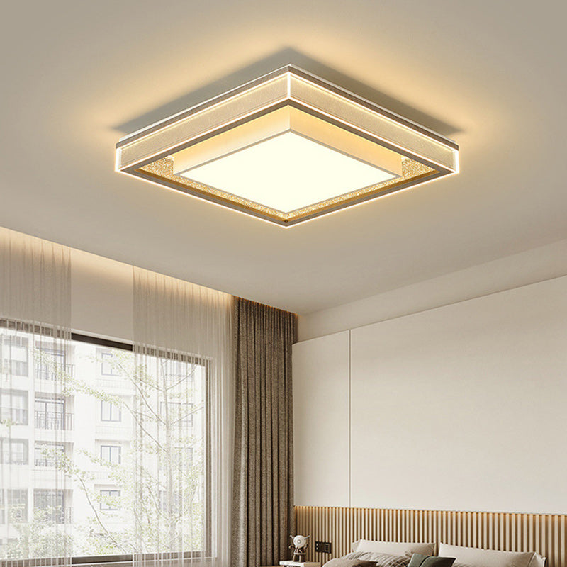 Modern Minimalist Iron Aluminum Acrylic Geometric LED Flush Mount Ceiling Light For Bedroom And Living Room