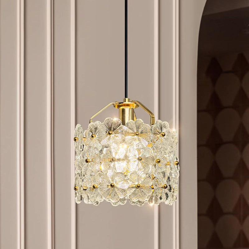 Traditional French Wood Petal 1-Light Pendant Light For Dining Room, Bedroom & Living Room
