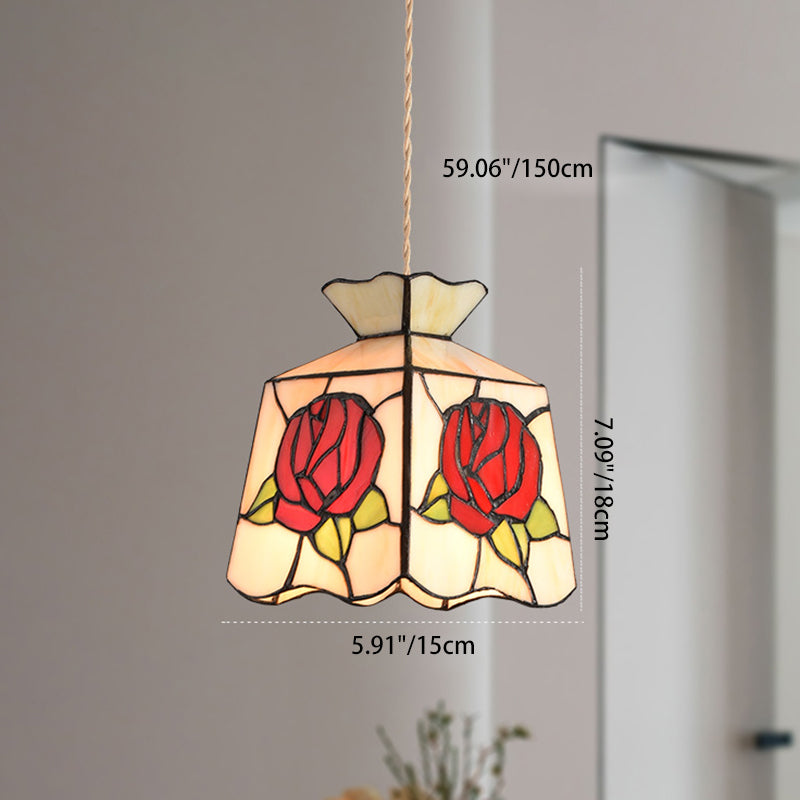 مصباح معلق مخروطي تقليدي عتيق من الحديد والزجاج، مزود بمصباح واحد، مناسب لغرفة النوم وغرفة المعيشة وغرفة الطعام