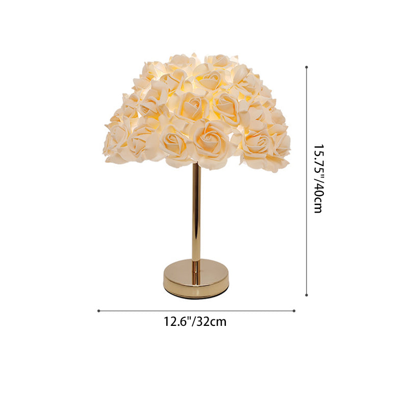 Modern Art Deco Metal & PVC Rose-Shaped 1-Light Table Lamp For Bedroom & Living Room