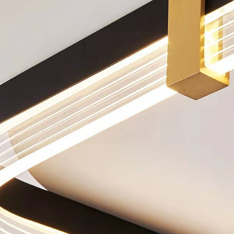 Modern Luxury Aluminum Acrylic Geometric LED Flush Mount Ceiling Light For Bedroom & Living Room