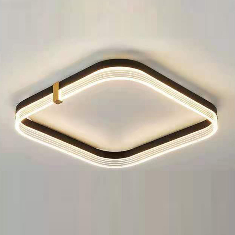 Modern Luxury Aluminum Acrylic Geometric LED Flush Mount Ceiling Light For Bedroom & Living Room
