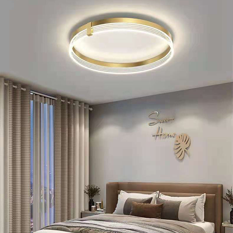 Modern Luxury Aluminum Acrylic Geometric LED Flush Mount Ceiling Light For Bedroom & Living Room