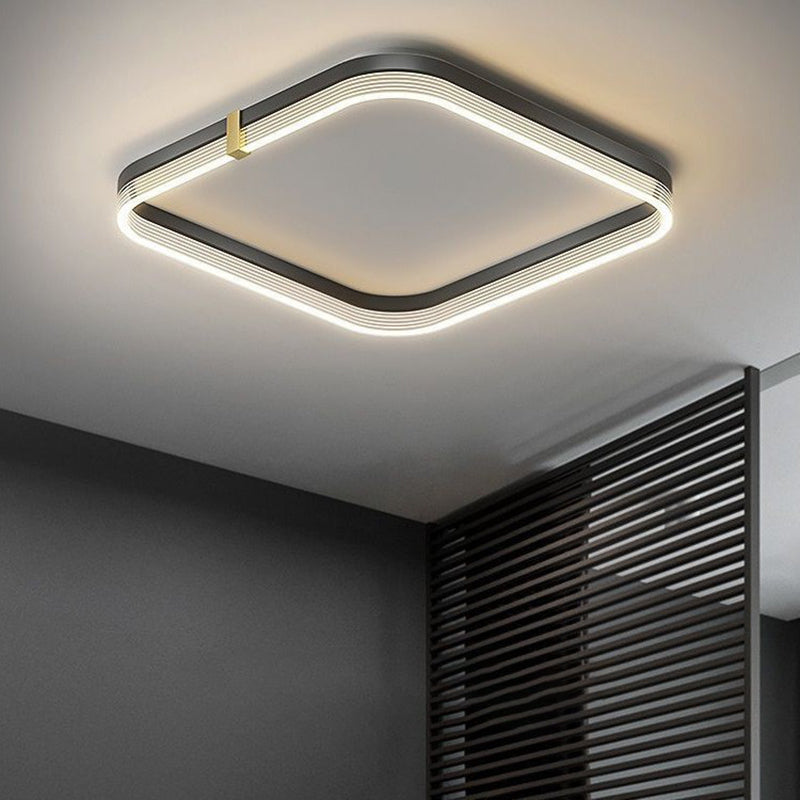 Modern Luxury Aluminum Acrylic Geometric LED Flush Mount Ceiling Light For Bedroom & Living Room
