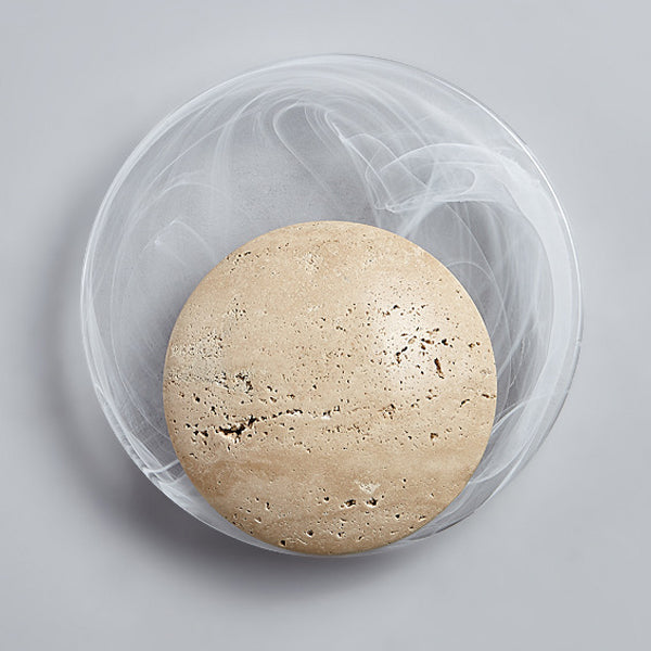 مصباح حائط LED دائري من الزجاج الحجري الياباني التقليدي لغرفة النوم وغرفة المعيشة