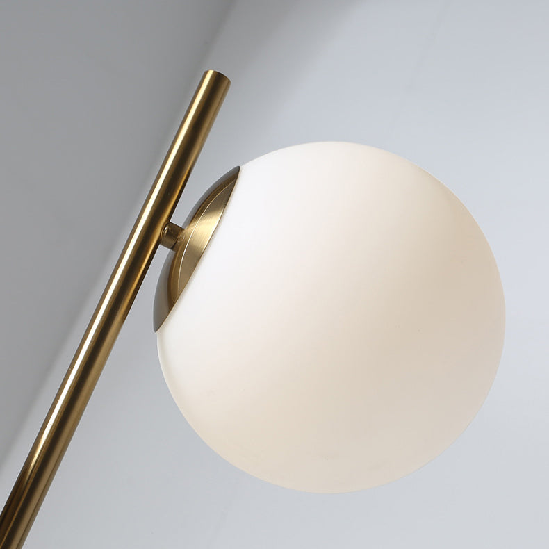 Contemporary Nordic Marble Metal & Glass Round 2-Light Standing Floor Lamp For Living Room & Bedroom