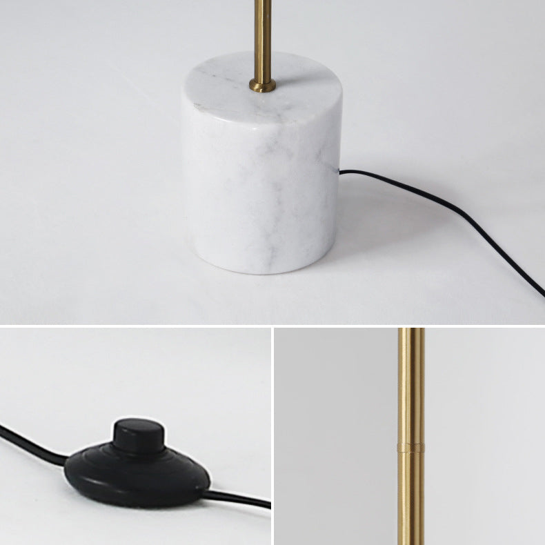 Contemporary Nordic Marble Metal & Glass Round 2-Light Standing Floor Lamp For Living Room & Bedroom