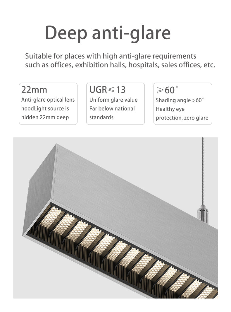 Architectural LED Linear Light - Anti-Glare Pendant Light For Home Office