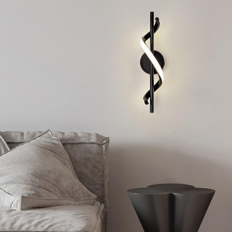 Contemporary Nordic Silicone & Metal Curved S-Shape LED Wall Sconce Lamp For Bedroom & Living Room