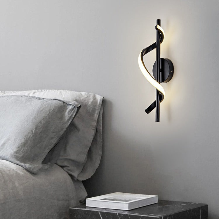 Contemporary Nordic Silicone & Metal Curved S-Shape LED Wall Sconce Lamp For Bedroom & Living Room