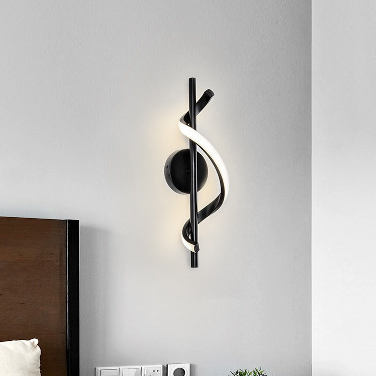 Contemporary Nordic Silicone & Metal Curved S-Shape LED Wall Sconce Lamp For Bedroom & Living Room