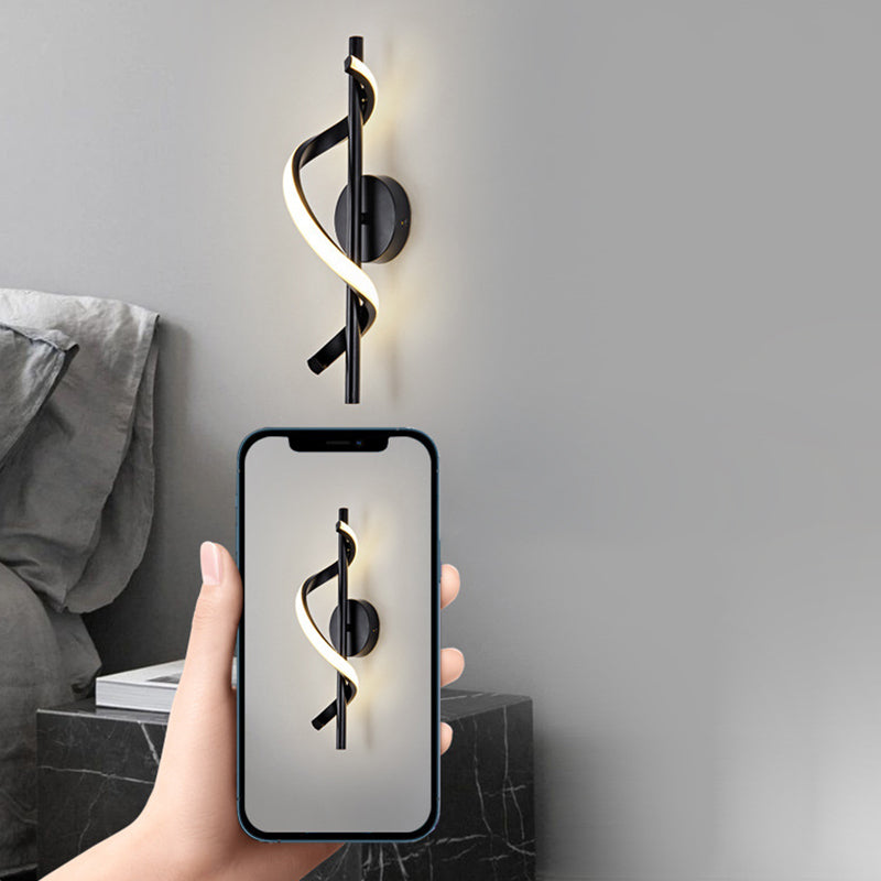 Contemporary Nordic Silicone & Metal Curved S-Shape LED Wall Sconce Lamp For Bedroom & Living Room