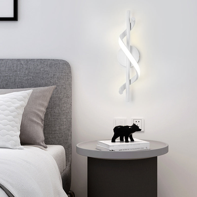 Contemporary Nordic Silicone & Metal Curved S-Shape LED Wall Sconce Lamp For Bedroom & Living Room