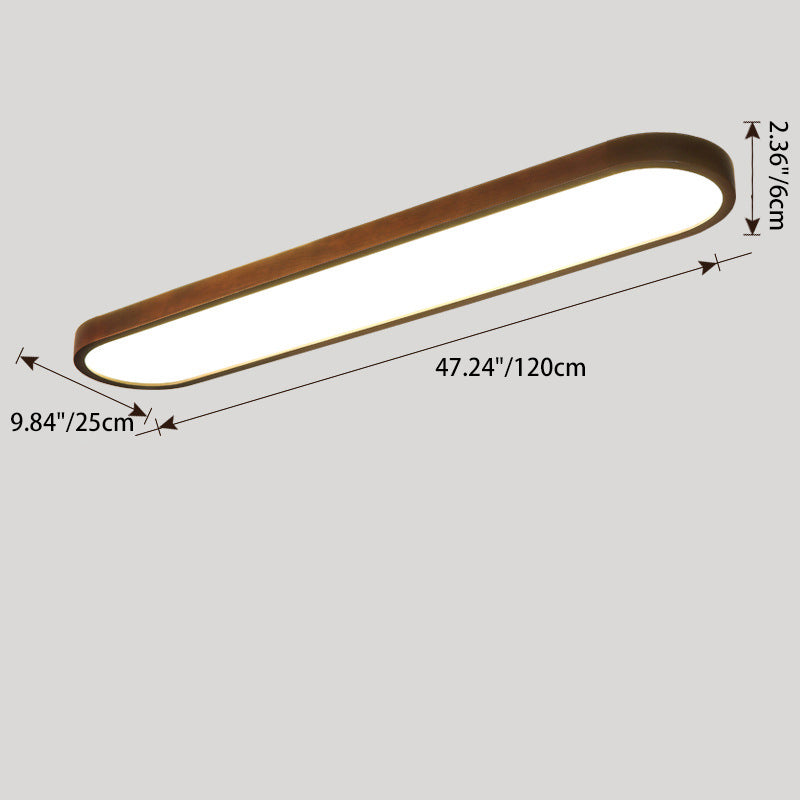 مصباح سقف LED بيضاوي الشكل بتصميم عصري بسيط من خشب المطاط والأكريليك لغرفة النوم وغرفة المعيشة