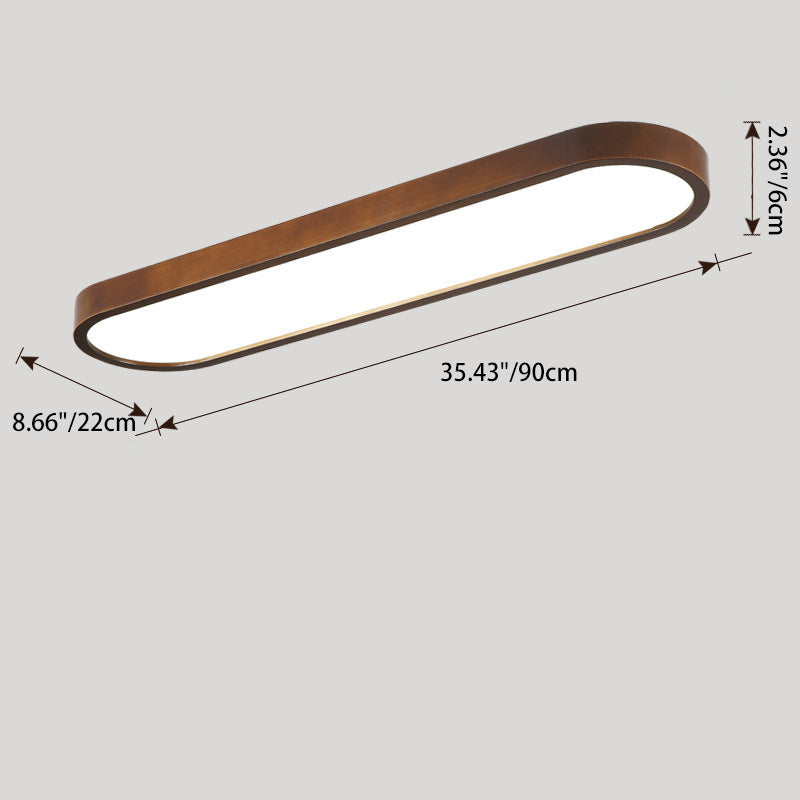 مصباح سقف LED بيضاوي الشكل بتصميم عصري بسيط من خشب المطاط والأكريليك لغرفة النوم وغرفة المعيشة
